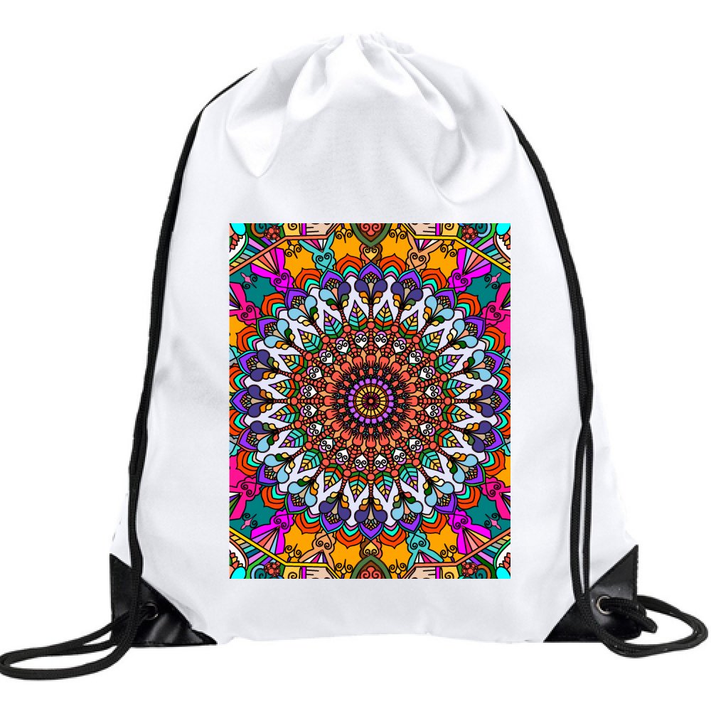 Zaino - White Drawstring Bag with Mandalas - Blululi