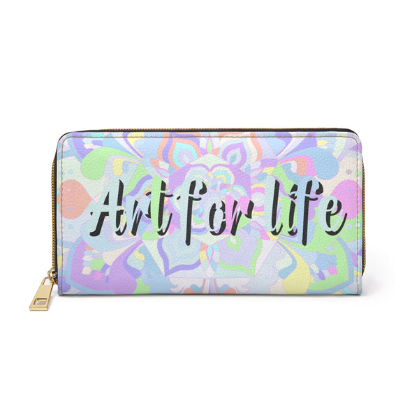 Mandala Art Zipper Wallet in Soft Pastel Hues for Daily Charm