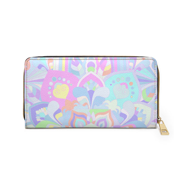 Mandala Art Zipper Wallet in Soft Pastel Hues for Daily Charm
