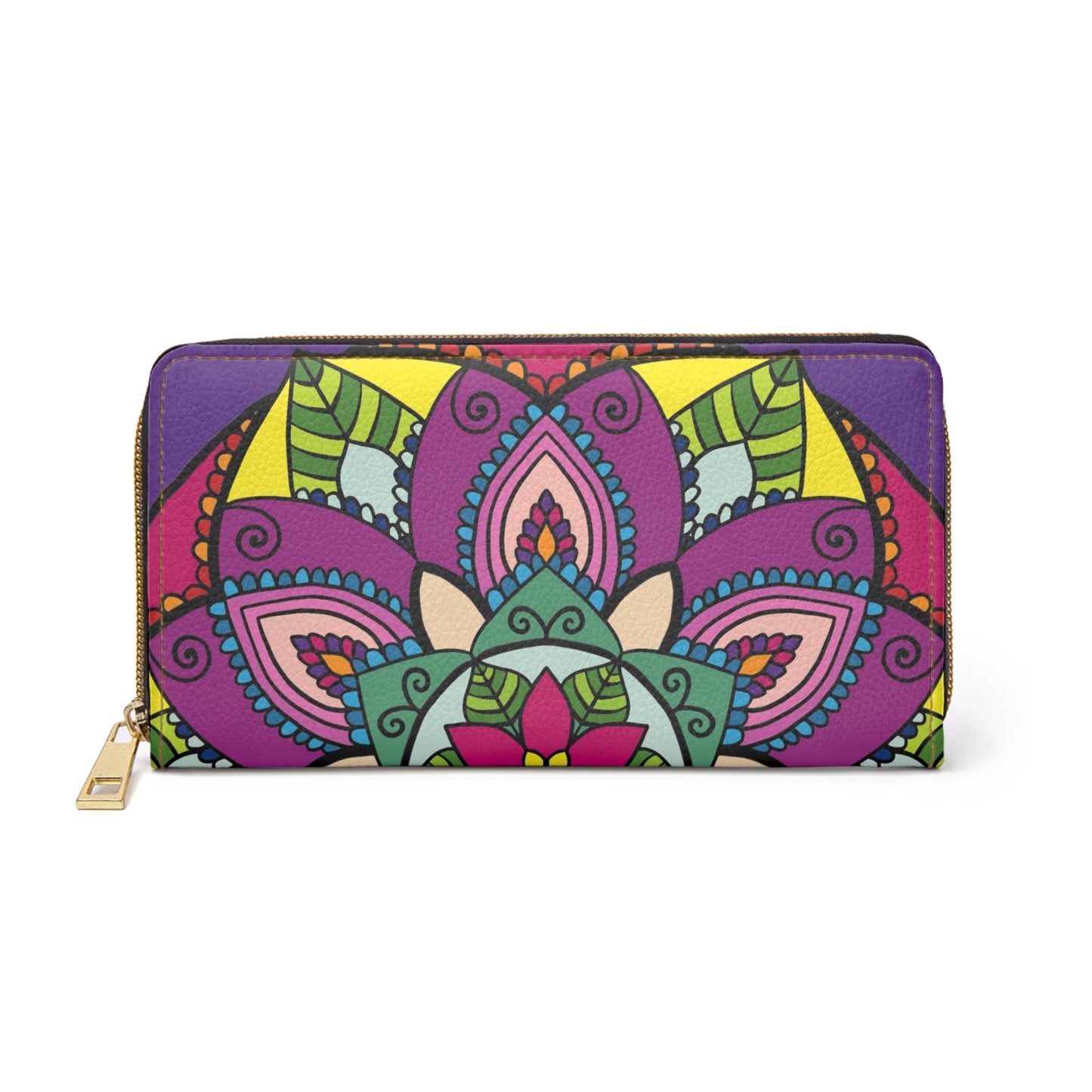 Zipper Wallet - Hand Drawn Purple Mandala Art Accessories - Blululi