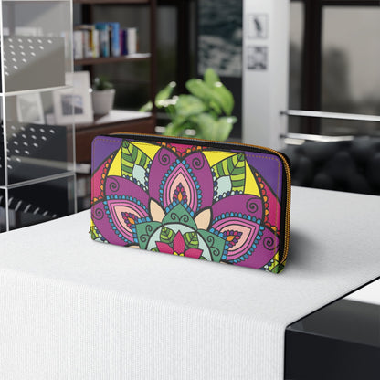 Zipper Wallet - Hand Drawn Purple Mandala Art Accessories - Blululi