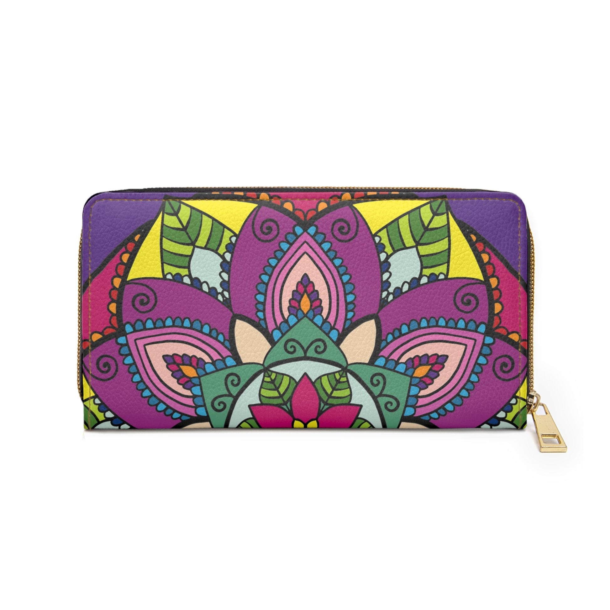 Zipper Wallet - Hand Drawn Purple Mandala Art Accessories - Blululi